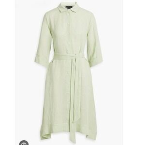 knee length dresses for ladies The Arden Dress in Green Striped Linen Green Striped Linen / 2024RES226 GSL / 1 main image 1